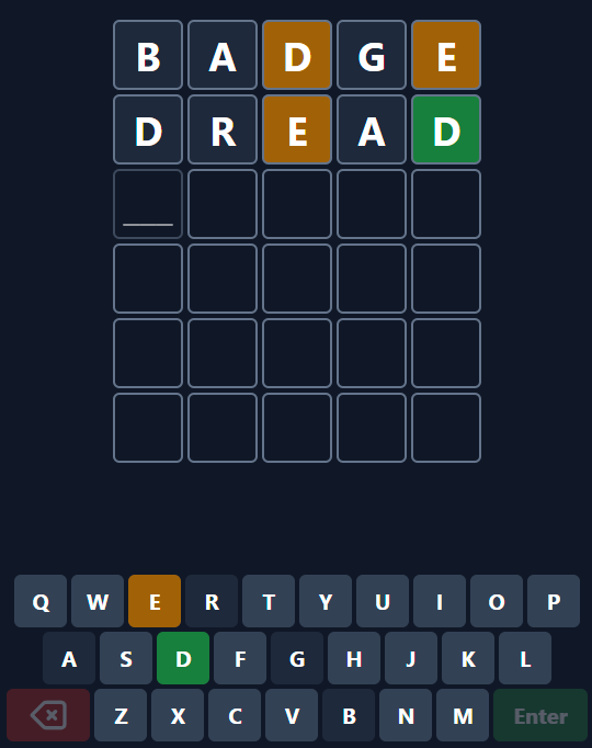 Word Guess hints for multiple letters example